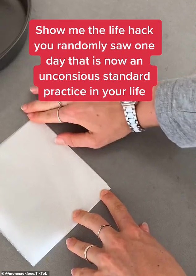 A foodie grabbed the internet after she shared a clip revealing how she makes sure she has the perfect amount of baking paper in her muffin box every time (pictured she does)